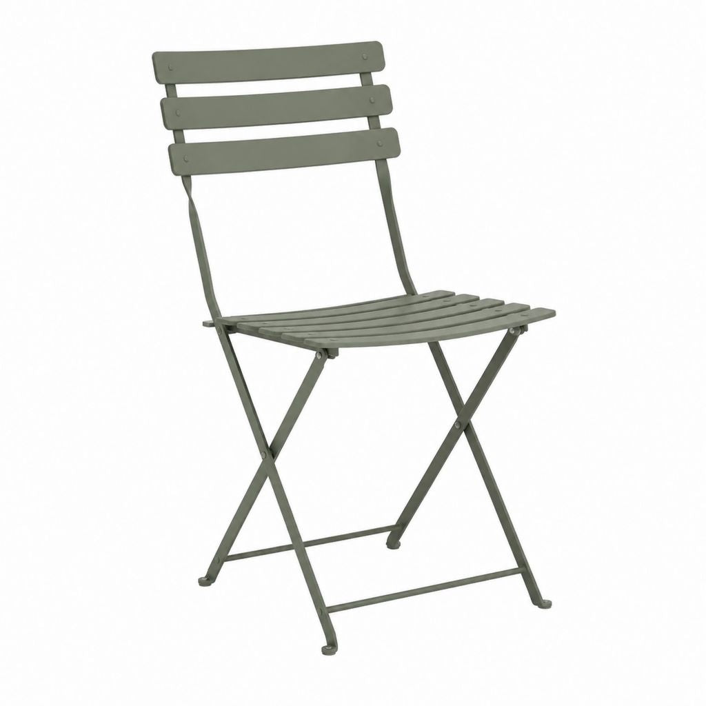 Chaise de jardin pliante vert kaki en acier 42 x 47 x 82 cm
