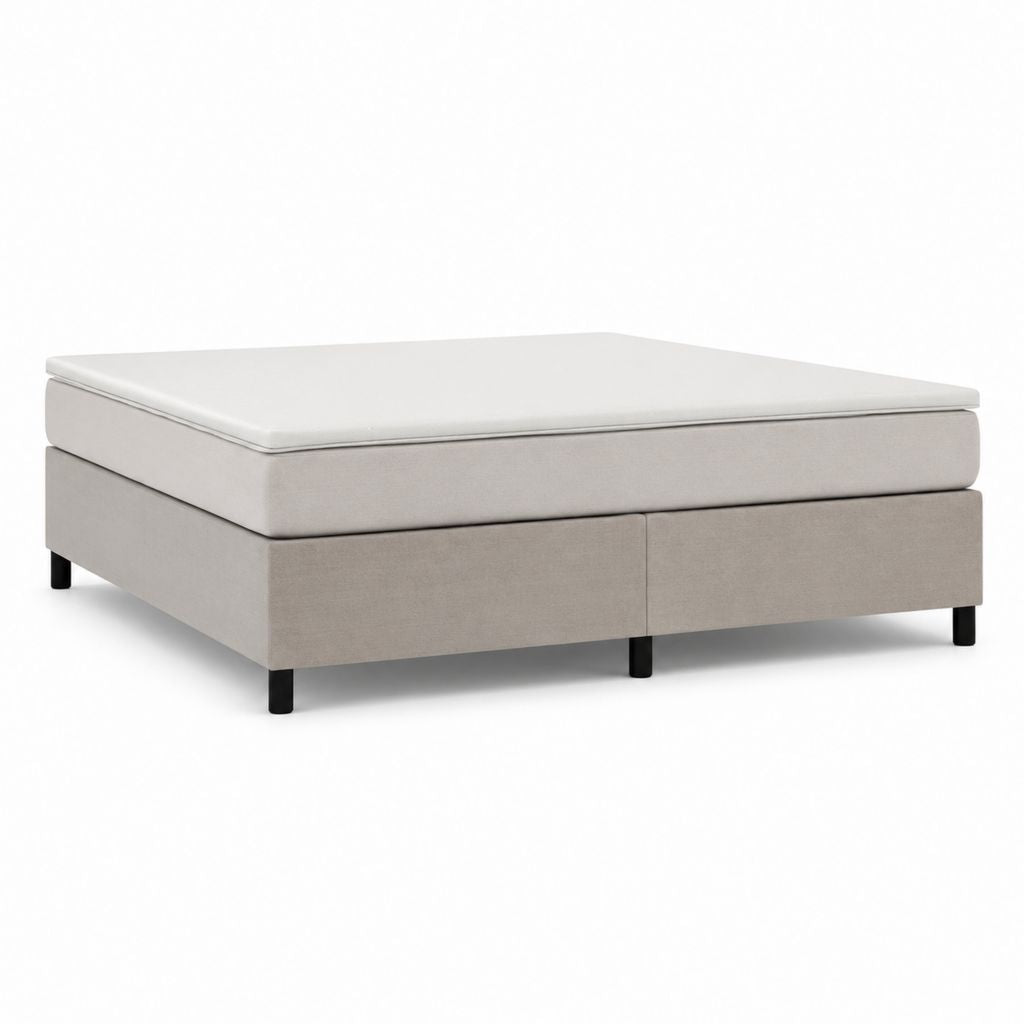 Lit coffre double avec matelas gris clair en polyester 160 x 200 cm