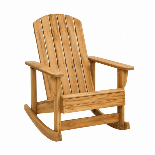 Fauteuil à bascule de jardin Adirondack en teck massif naturel 80 x 93 x 98 cm
