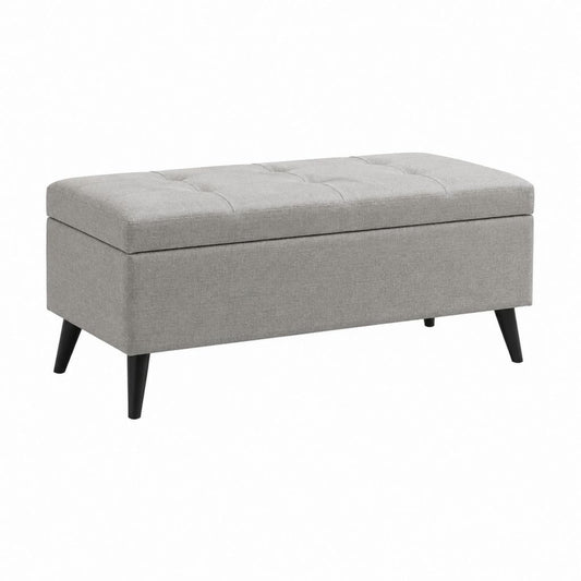 Banc de bout de lit avec rangement gris en polyester rectangulaire 100 x 40 x 45 cm